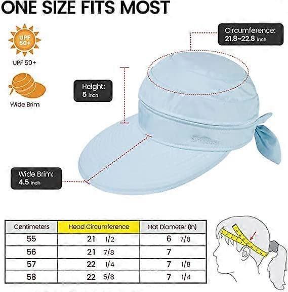 Damehat UPF 50+ UV Solbeskyttelse Konvertibel Strand Solhat - WELLNGS Light Blue