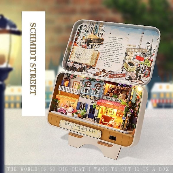 Boxteater Mini Dockhus Prefabricerat Miniatyr DIY Dockhus Kit Möbelfodral leksaker för Barn Födelsedagspresenter-WELLNGS C004