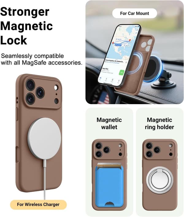 Flytende silikondeksel til iPhone 17 Pro Max - Lysebrun og MagSafe-kompatibel marron clair iPhone 17 Pro Max
