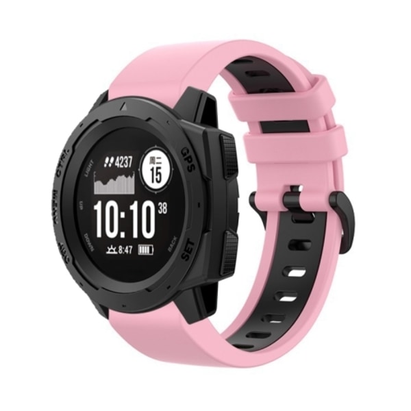 For Garmin Instinct 2 22mm Silikonklokke, To Farger-WELLNGS Pink-Black