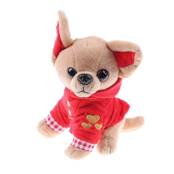 Jul Plysch Baby Leksak Mjuk Chihuahua Leksaker Födelsedagspresent Gosedjur Hund för Docka-WELLNGS Red
