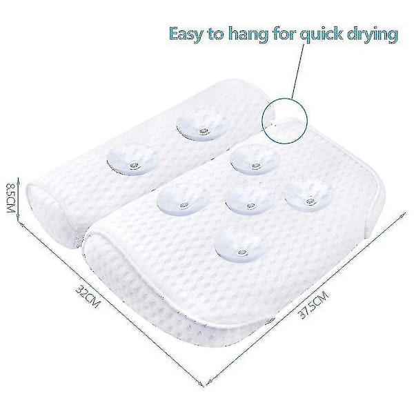 Badekarpute Spa Badekar Ergonomisk For Badekar Nakke Hode Skulderputer Støttepute Nakkestøtte Luksuriøs Myk 3d Mesh Jb51-3-WELLNGS B-White