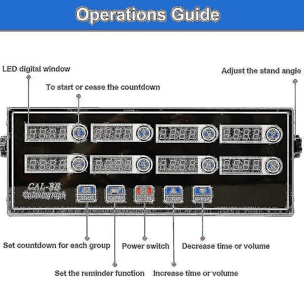 Kommerciel 8-kanals digital køkkentimer, rustfrit stål Calculagraph timer med alarm, ur(,)-Good-WELLNGS