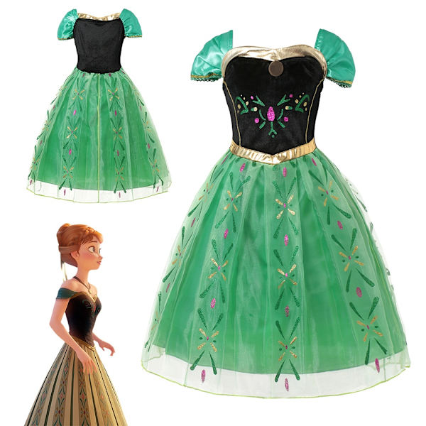 Elsa Anna roolileikki prinsessa mekko puku \"Frozen\" tytöt Halloween joulu karnevaali juhla naamiaisasu 1 kpl Tähkäpää mekko-WELLNGS 1pc Rapunzel Dress 6T(Tag 130)