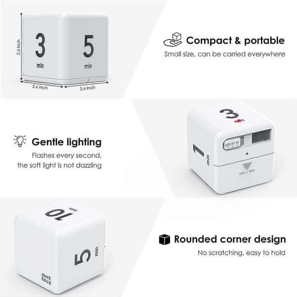 Cube Timer 2 stk. Køkken Timer Gravity Sensor Flip Digital Timer til Tidsstyring Nedtællingsindstillinger - WELLNGS