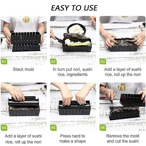 10-delad sushi-set, sushiform, sushirisrulleform, enkel DIY-köks-sushi-set - WELLNGS