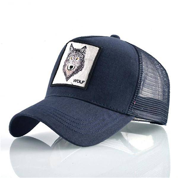 Varghuvudkeps Andningsbar Meshkeps Varghuvud Broderi Baseballkeps Herr och Dam Parkeps Lastbilskeps Förarkeps-WELLNGS Blue
