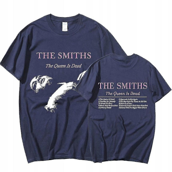 The Smiths trykte sommer-T-shirt \"The Queen Is Dead\" - afslappet bomulds-T-shirt - WELLNGS L