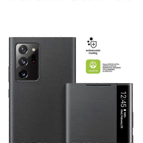 Sopii Samsung Mirror Smart View Flip Coverille, Ei Purkamista, Vastaussuojauskuori Galaxy Note 20 / Note20 Ultra 5G Matkapuhelimelle - WELLNGS Black For Note 20