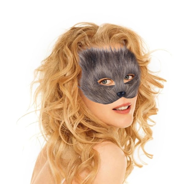 Kunstig Pels Rævehale Katte Maske Therian Maske og Hale Halloween Cosplays Fest - WELLNGS Gray