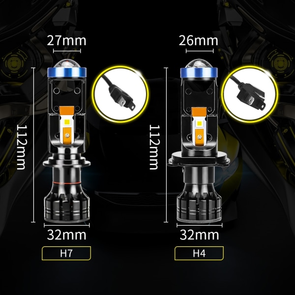 -DXZ Mini LED-projektorlampa för bilstrålkastare H4 H7 Canbus P5 60W 6000K 12000LM 12V 24V Autostrålkastare Spotlight Helljus-WELLNGS H4