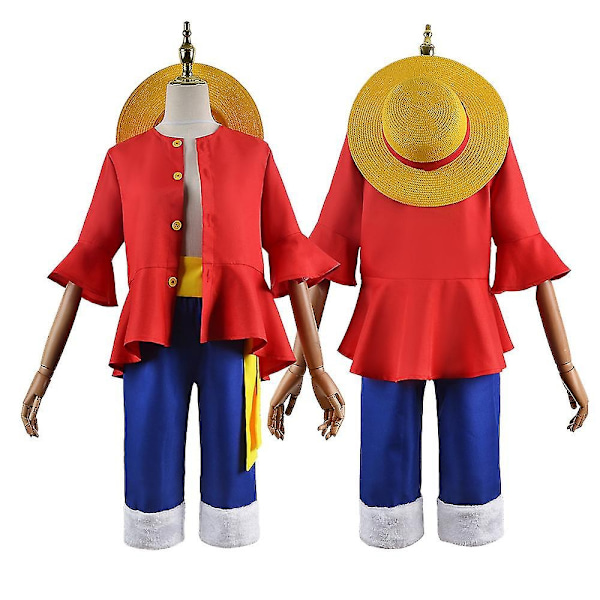 Voksne Børn Cosplay One Piece Monkey D. Luffy Pirat Halmhatte Pirat Japansk Anime Manga Halloween Kostume Fancy Dress Up Adults-WELLNGS Adults L