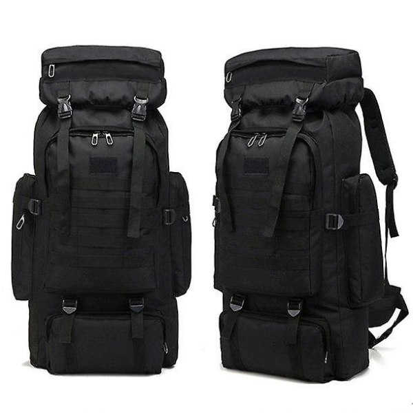 80l Military Tactical Backpack Vattentät Fiskeaxelväska Multifunktionsväska för vuxna Utomhussporter Klättring Camping-WELLNGS black