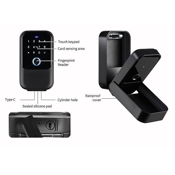 Vattentät Säkerhetslåda med Tuya-kod, Fingeravtryck, Bluetooth, Wifi, Smart Nyckelbox, App-Fjärrkontroll, Väggmontering - WELLNGS