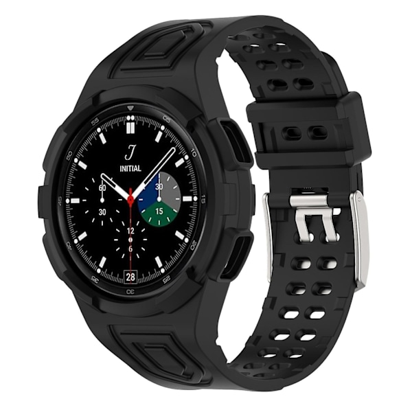 Til Samsung Galaxy Watch4 Classic 46mm Rem Justerbar Rem med Integreret Etui - WELLNGS Black Style C Samsung Galaxy Watch4