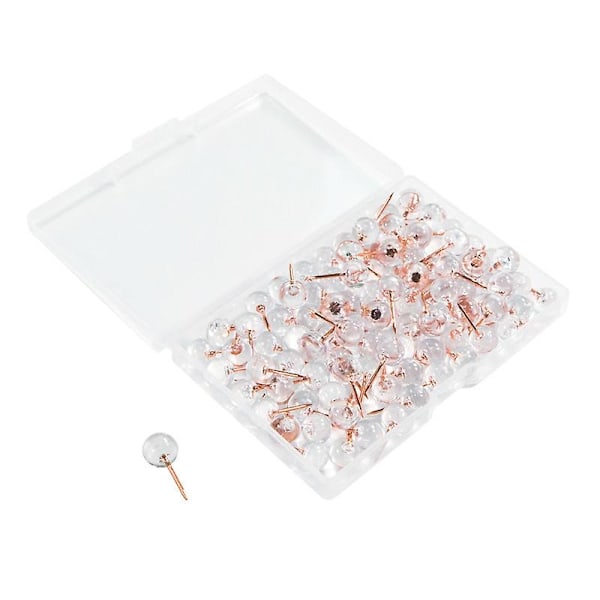 100 stk. Guld Push Pins Thumbtacks Transparent Plast Rund Hoved Kort Tacks til Ophængning af Billeder Post-WELLNGS