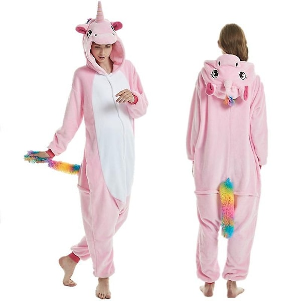 Unisex Flanelldjur Pyjamas En-dels Pyjamas Huvad Pyjamas Party Rollspel Djur En-dels Pyjamas - WELLNGS S