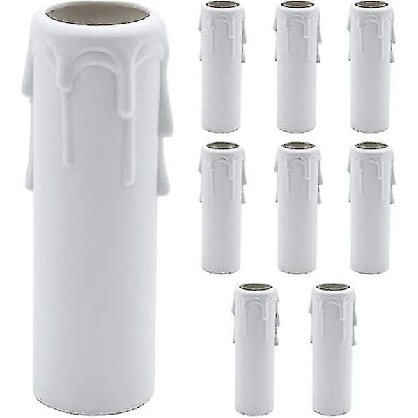 10 st Vintage Ljusdropp Plastskydd 30 * 100mm Rör Krona Sockelskydd Krona Vägglampa Hängande Dekorationfo-WELLNGS white