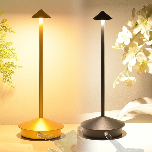 Dimbar LED-bordslampa i aluminium, IP54-skydd, för inomhus- och utomhusbruk, laddningsbas med stickkontakt, H29cm, EU-kontakt - Corten-WELLNGS Gold