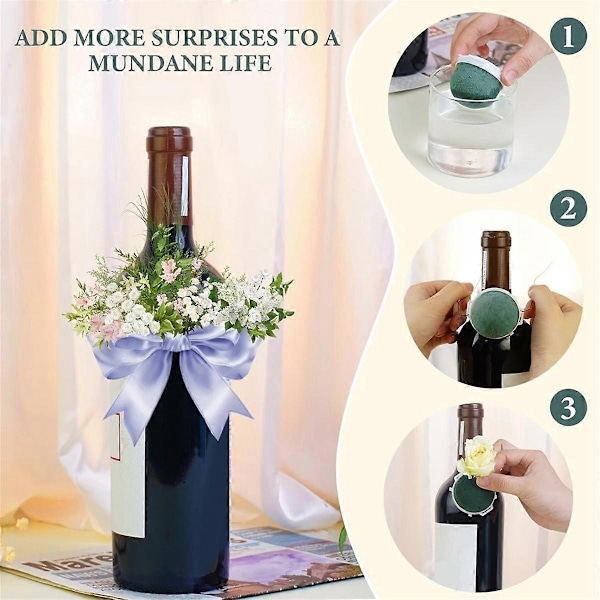 12 stk. Mini Rund Blomsterskumholder, Grønn Tørr og Våt Blomsterhandler Blomsterblokk Håndverksarrangement Forsyninger for Vinflaske-WELLNGS