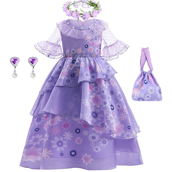 Encanto Isabella Mirabelle Prinsessekjole Børne Halloween Fødselsdagsfest Karnevalsfest Børn Rollespil Kostume H Isabella Sæt-WELLNGS H Isabella sets 150(size 9-10T)