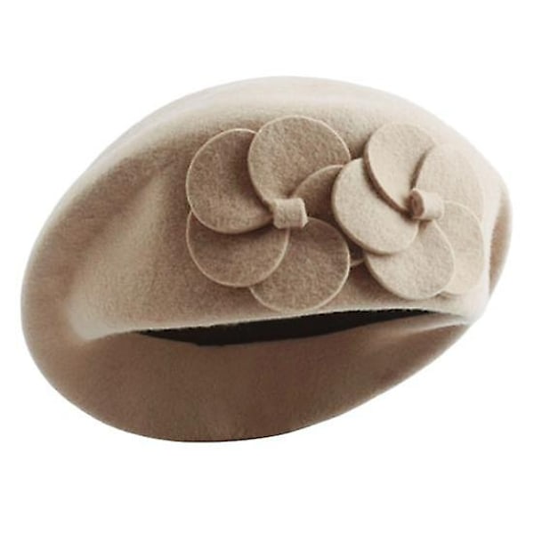 Fransk Hat Elegant Kuldebestandig Strækbar Sød Efterår Vinter Pige Stil Beret til Dating-WELLNGS khaki