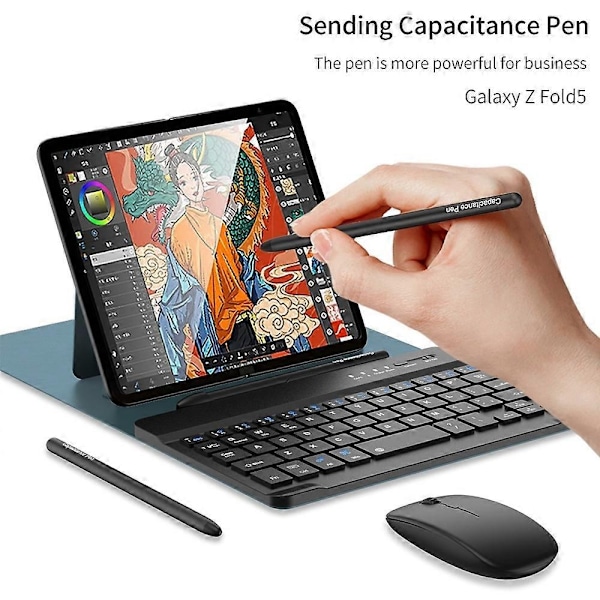 Tangentbordsfodral i läder för Samsung Galaxy Z Fold5-WELLNGS