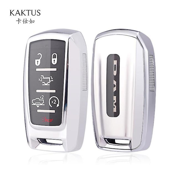 Pehmeä Tpu  Älykäs Auton Avaimen Kuori Kotelo Suoja Dodge Ram 1500 Rebel 2500 3500 5500 2019 2020 Pidike Auton Tarvikkeet-WELLNGS Silver