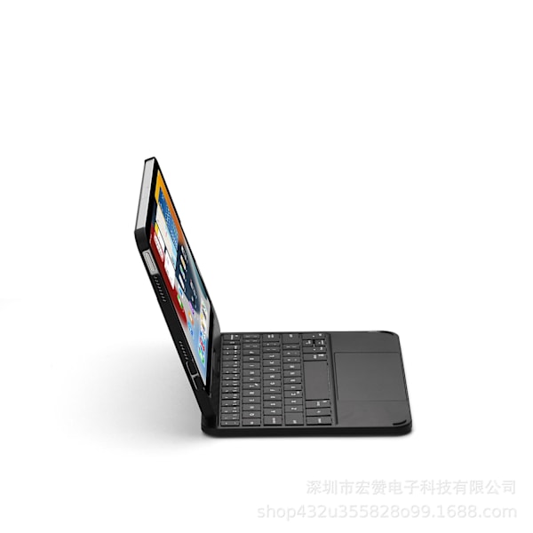 Magiskt tangentbordsfodral för Ipad Mini 6 Magnetiskt fodral Funda Bakgrundsbelysning Fällbart 360-graders roterbart tangentbord Bluetooth-tangentbord-WELLNGS Black