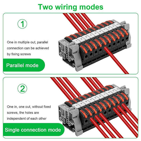 Pakke med 40 DIN-skinneterminaler, 0,08-4 mm - 211 DIN-skinneterminaler, sort terminalblok-sæt, electrica-WELLNGS