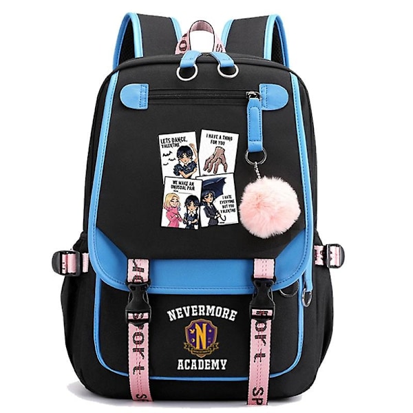 Wednesday Addams Nevermore Academy Rygsæk Børn Studerende Drenge Piger Vandtæt Skole Taske Laptop Rygsæk Notebook Rygsæk-WELLNGS Hot Pink