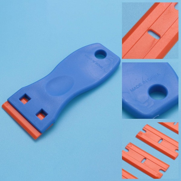 3 stk. plastskraper for barberblad og 100 stk. 1,5 tommers dobbeltkantede plastbarberblad for Auto Wind-WELLNGS