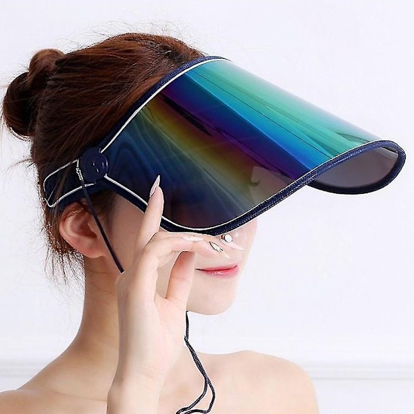 Unisex Iridescent Protective Mirrored Outdoor Sport Travel Anti-uv Sun Visor Hat-WELLNGS Red