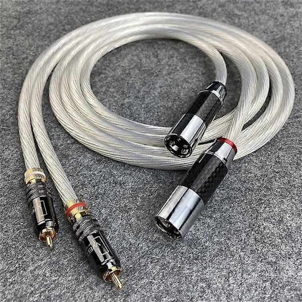 High End Hifi Lydkabel 5n Occ Krystal Sølv Rca til Xlr Han og Hun Kabel Kulfiber Stik - WELLNGS Rca to xlr male 3m