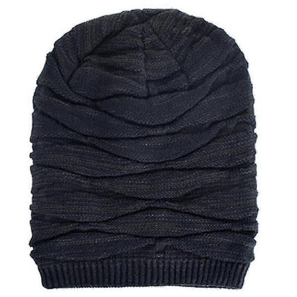 Unisex Slouch Lång Mössa Oversize Hatt Vinter Varm Stickad Mössa-WELLNGS Dark Blue