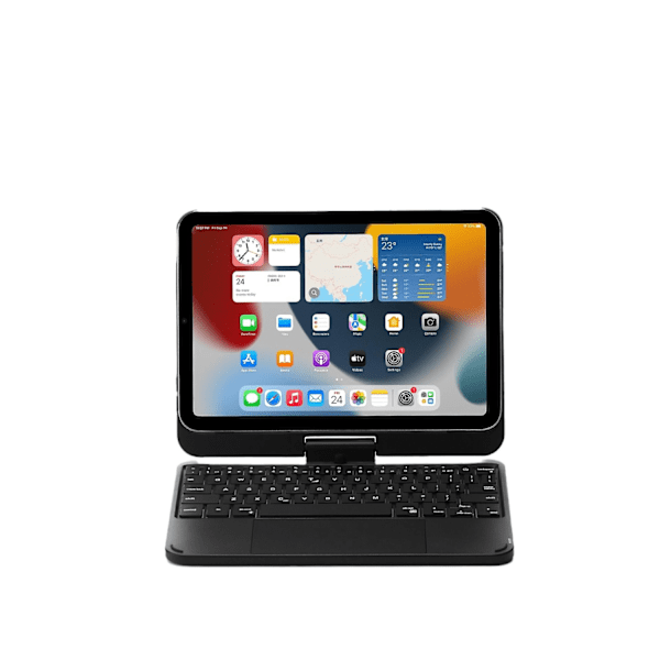 Magiskt tangentbordsfodral för Ipad Mini 6 Magnetiskt fodral Funda Bakgrundsbelysning Fällbart 360-graders roterbart tangentbord Bluetooth-tangentbord-WELLNGS Black