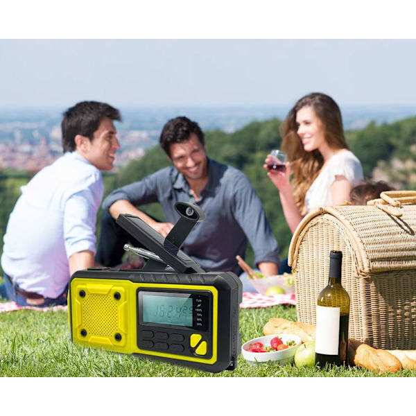 Crank radio 4000mAh Powerbank med LCD-skærm, solceller, lommelygte-WELLNGS