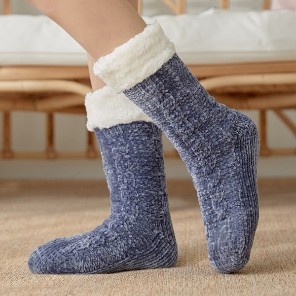 Hyggelige og varme sokker med skridsikker beskyttelse - FLUFFY-WELLNGS Marinblå