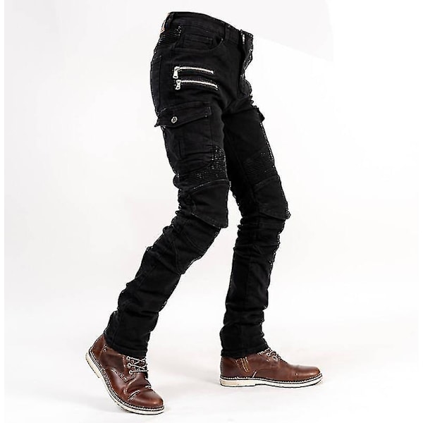 Moottoripyörähousut Miehet Moto Farkut Suojavarusteet Ajo Touring Moottoripyörähousut Motocross-housut Moto-housut - WELLNGS black EU-XL