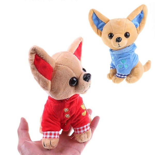 Jul Plysch Baby Leksak Mjuk Chihuahua Leksaker Födelsedagspresent Gosedjur Hund för Docka-WELLNGS Red