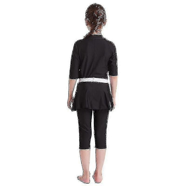 Flickors Badkläder Barnens Badkläder Enfärgad Burkini Badkläder Strandkläder - WELLNGS Black 12-13 Years