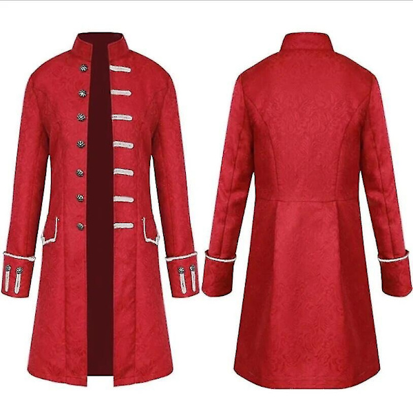 Miesten ja lasten steampunk-trenchcoat / paita Vintage Prince -takki Keskiaikainen renessanssi -takki Viktorian Edwardian Cosplay -asu - WELLNGS red Jacket 2XL
