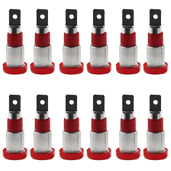 12 st 4 mm bananhonuttaggsadapterpanelmontering bindningsstolpe M4x28mm Perfekt för testutrustning 30-60vdc-WELLNGS Red