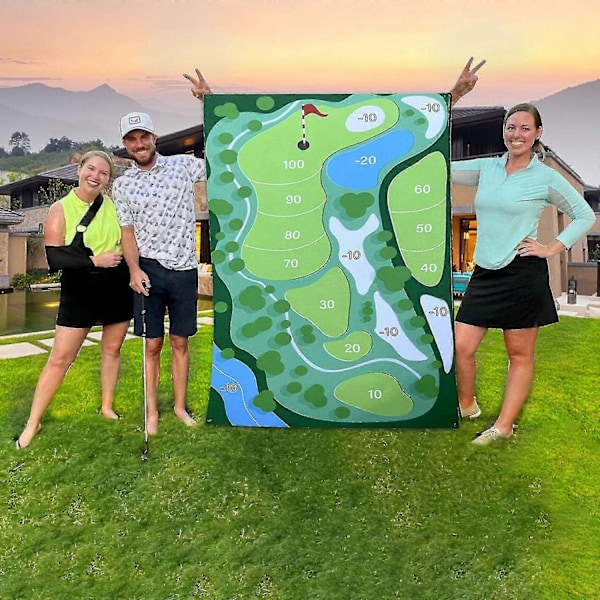 Casual Golfspelset, Golfträffarmattor, Golfspelmatta Golfövningsmattor Inomhus Utomhusspel för Vuxna och Familj Stick Chip Spel Golfset Barn B style 120*180CM