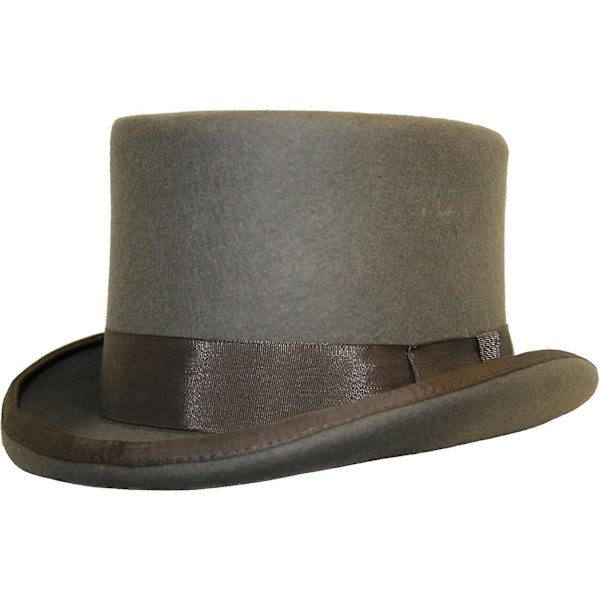 Håndlavet uld tophat med satinfor - WELLNGS Dark Grey M