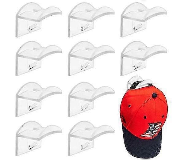 10 Pak Adhesive Hat Hooks til vægmontering uden boring - WELLNGS white