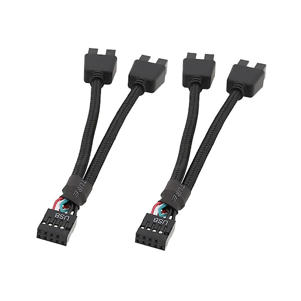 2 kpl tietokoneen emolevyn USB-jatkokaapeli 9-pin 1 naaras 2 uros Y-haaroitin ääni Hd-jatke - WELLNGS 0 0