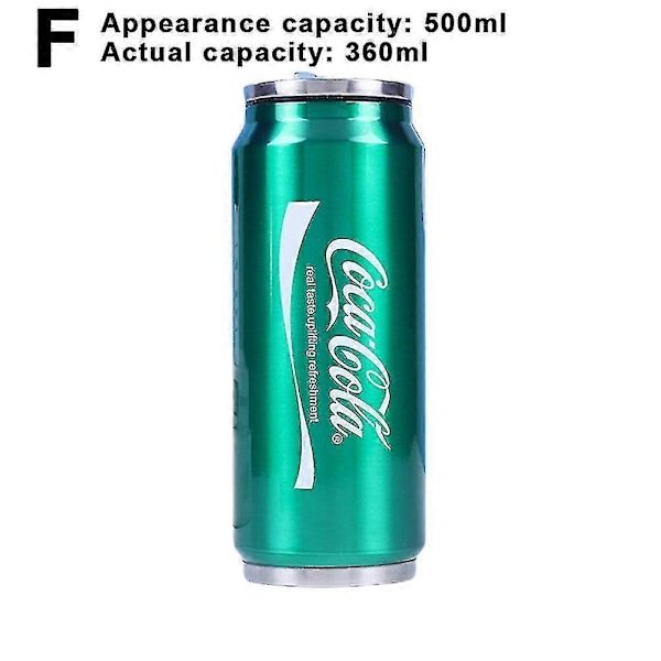 350ml/500ml Coca Cola Mug, Hot and Cold Insulation, 304 Stainless Steel Thermos, Coke Giant Water Bottle, Custom Car Tra-WELLNGS Actual Capacity 360Ml Green