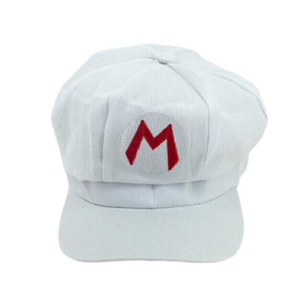 Anime Super Mario Bros Mönsterhatt Luigi Bokstav Cosplay Cartoon Basebollkeps Kostym för Män Kvinnor Waluigi Odyssey Keps-WELLNGS White