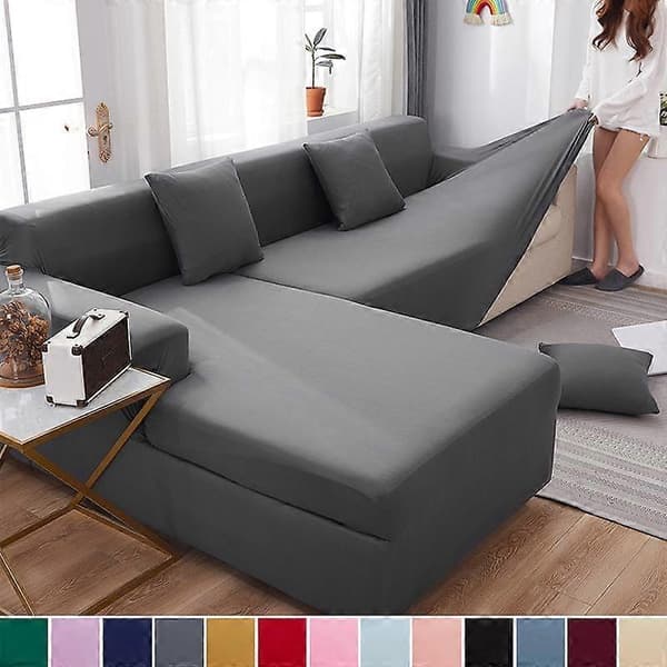 Solid Sofföverdrag för Vardagsrum Sofföverdrag Elastiskt L-Format Hörnsofföverdrag Stretchöverdrag för Soffa-WELLNGS yellow-Sofa Cover 2 Seater 140-185cm
